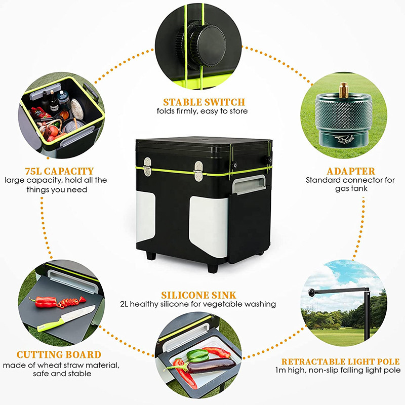 Foldable and expandable mobile kitchen box& Cooking Station Alubox.cn