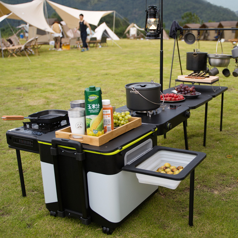 Foldable and expandable mobile kitchen box& Cooking Station Alubox.cn